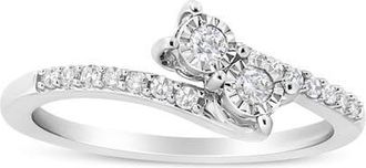 House of Brilliance 10K White Gold 1/4 Cttw Miracle Set Diamond Two-Stone Ring at Nordstrom, Size 7.5