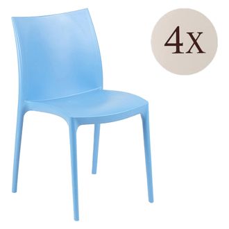 Dmora Silla De Exterior Grover, 4 Sillas, Apilable Made In Italy, Soporta 120 Kg, Azul