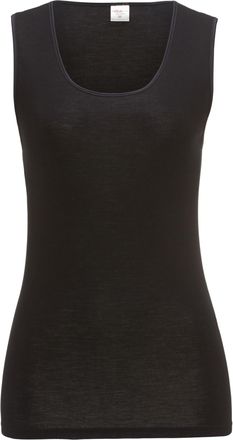 Isa Kurzarmshirt ISA BODYWEAR Tr&auml;ger Top, Damen, Gr. XL, schwarz, Obermaterial: 70% Wolle WO. 30% Seide silk., Shirts Kurzarmshirt