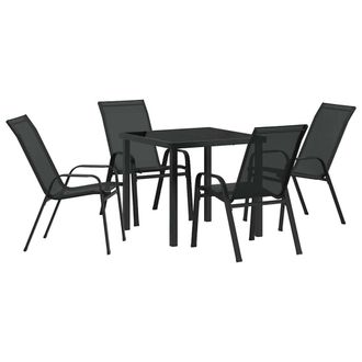 Berkfield Home 5 Piece Garden Dining Set Black Textilene & Steel