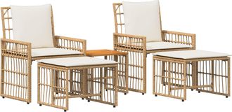 vidaXL Juego De Muebles De Exterior 5 Uds. 2 Plaza Natural Y Crema Vidaxl