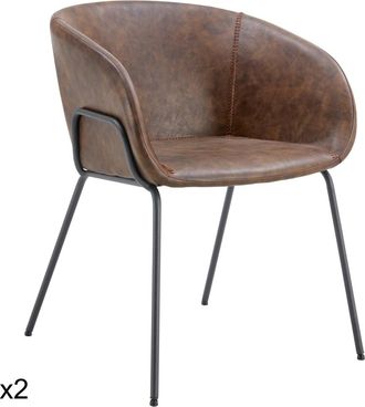 Happy Garden Lote de 2 sillas marrón de imitación