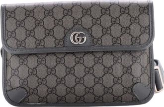 Gucci Ophidia Flap GG gecoate canvas heuptas met leer - Grijs