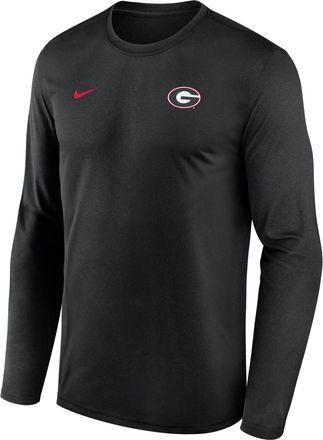 Nike Georgia Sideline Legend Small Logo Nike Mens Dri-FIT College Long-Sleeve T-Shirt in Black | 02TJ00AGBN-HE3