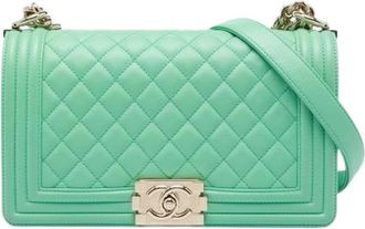 Chanel Pre-owned Quilted Flap Crossbody Bag - Dames - Vintage Schoudertas - Groen - ONE Size - Leer - Vintage