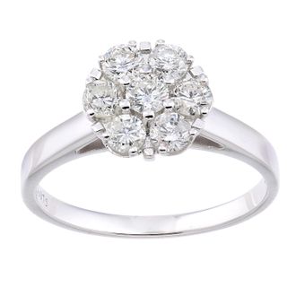Diamant L'éternel 9ct witgoud en 0,75ct diamanten bloemenring