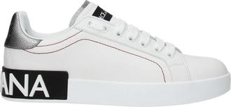 Dolce & Gabbana Witte Leren Lage Tops Sneakers - Dames - Sneakers - Wit - 36 1/2 EU - Schoenen