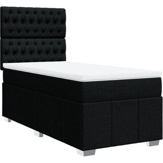 vidaXL Cama Box Spring Con Colch&oacute;n Tela Negro 90x190 Cm Vidaxl