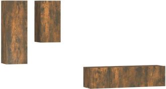 vidaXL 4 Piece tv Cabinet Set Smoked Oak Engineered Wood Vidaxl