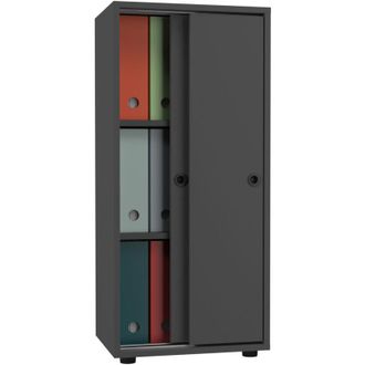 ebuy24 Armario De Oficina Vcm Con 3 Compartimentos Armario De Archivo Moderno Con Puertas Correderas Dimensiones Aprox. Al. 109 X An. 49 X T. 38 Cm - Ulas 3 