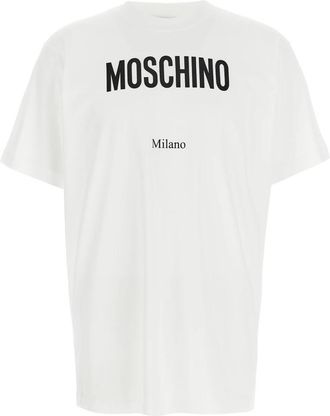 Moschino Logo Bedruikt T-shirt met Ronde Hals - Heren - T-shirts - Wit - M - Katoen - Tops