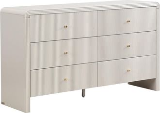 Vente-Unique C&oacute;moda 6 cajones - MDF - Beige y dorado - MIRENALO