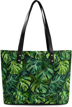 Generic Tropical Pattern with Monstera Leaves Tote Bags for Women Cute Shoulder Purses Handbags