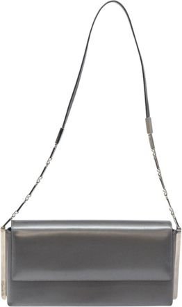 Ferragamo Silver Patent Leather Shoulder Bag (Pre-Owned)
