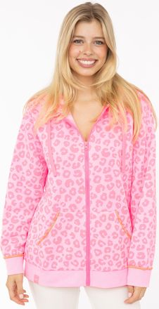 Zwillingsherz Kapuzensweatjacke ZWILLINGSHERZ Soft Leo, Damen, Gr. L/XL, pink, Sweatware, Obermaterial: 80% Polyester, 20% Baumwolle, Sweatjacken Kapuzensweatjacke,