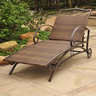International Caravan Inc Valencia Resin Wicker/Steel Multi Position Single Chaise Lounge