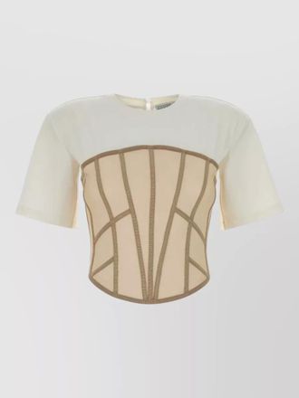 Giuseppe Di Morabito stretch jersey mesh t shirt corset detail