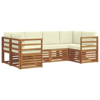 vidaXL Conjunto De Sof&aacute; Seccional Con Coj&iacute;n 6 Pcs Natural Y Crema Vidaxl