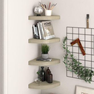 vidaXL Vidaxl - Estante Flotante De Esquina 4 Uds Mdf Roble 25x25x3,8 Cm