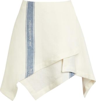 J.W.Anderson Asymmetric Stripe-jacquard Linen Mini Skirt - Off White - 10 (UK10 / S)