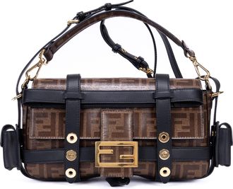 Fendi Pre-owned Womens Cage Baguette Shoulder Bag - Brown - One Size