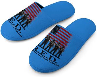 Generic Remember Everyone Deployed R.E.D Friday Mens Slippers Warm Non-Slip Houes Shose Spa Slipper for Home Bedroom