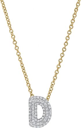 LuvMyJewelry Small Bubble Initial Letter 14K Yellow Gold Diamond Pendant Necklace