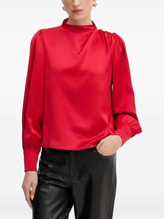 Fracomina button high-neck top - women - Polyester - M - Red