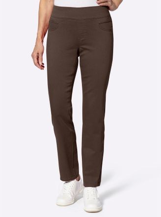 Casual Looks Schlupfhose CASUAL LOOKS, Damen, Gr. 36, Normalgr&ouml;ssen, braun (schoko), 65% Baumwolle, 33% Polyester, 2% Elasthan, unifarben, lang, Hosen Schlupfhose