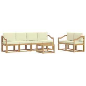 vidaXL Conjunto De Sof&aacute;s De Exterior Con Coj&iacute;n 7 Pcs Blanco Y Crema Vidaxl