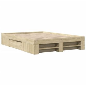 vidaXL Estructura De Cama Madera De Ingenier&iacute;a Roble Sonoma 135x190 Cm Vidaxl