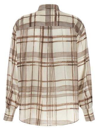 Brunello Cucinelli Check Silk Shirt - Taupe