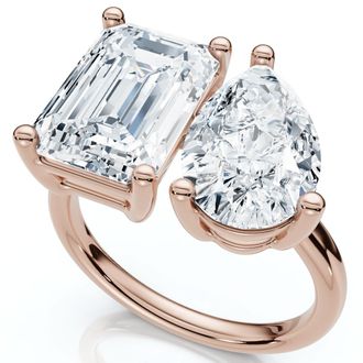 Pompeii3 4.60Ct Pear & Emerald Toi et Moi Diamond Ring 14k Gold Lab Grown