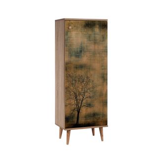 Dmora Zapatero Dacrydium, Mueble Para 16 Pares De Zapatos, 7 Estantes, 1 Puerta, 50x38x135h Cm Roble Marr&oacute;n