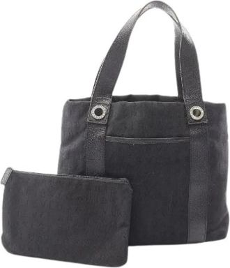 Bulgari Pre-owned Tote Bags, female, Black, Size: ONE SIZE Pre-owned Logo Mania Canvas Leather Handbag