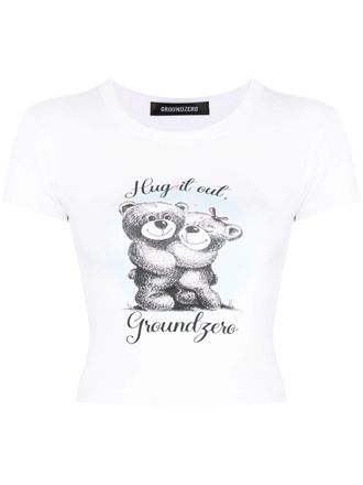 Ground-Zero slogan-print cotton cropped T-shirt - women - Cotton - M - White