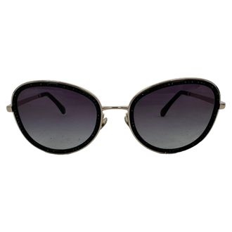 Chanel Pre-owned Womens Gradient Crystal Round Glasses in Black Metal - One Size