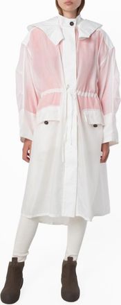Ferragamo Hooded Organza Trench Coat, Brand Size 44 ( US Size 10 )