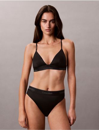 Calvin Klein Womens Icon Shine Swim Triangle Bikini Top - Black - XS