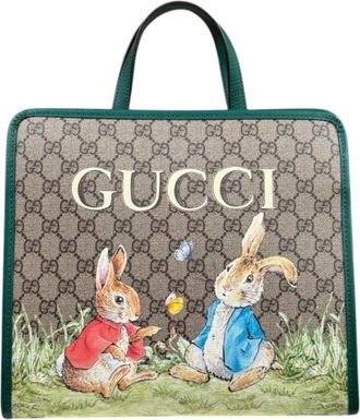 Gucci Beige Green Multi-Color Pvc Tote Bag (Pre-Owned)