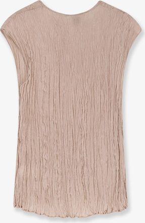 Alysi Womens Sleeveless Wrinkle Top Beige Viscose T-Shirts & Jerseys