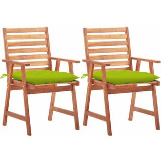 vidaXL Vidaxl - Sillas Comedor De Jard&iacute;n 2 Uds Madera Maciza Acacia Y Cojines