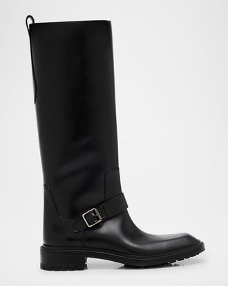 Saint Laurent Mens Vadim Smooth Calfskin Rubber-Sole High Boots