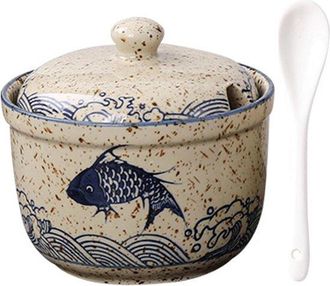 OEM Azucarero De Cer&aacute;mica, Azucarero Con Tapa Y Cuchara, Botes De Especias De Cer&aacute;mica, Bote De Especias Con Tapa Para Az&uacute;car, Sal, Queso Y Especias