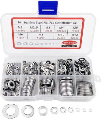 No Brand Juego De 684 Anillos De Retenci&oacute;n De Acero Inoxidable: Anillos De Retenci&oacute;n Planos En 9 Tama&ntilde;os, Desde M2 Hasta M8