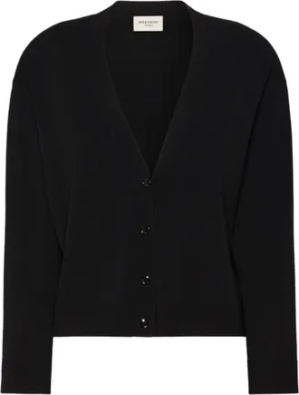 Weekend Cropped Cardigan with V-Neckline and Button-Down Front