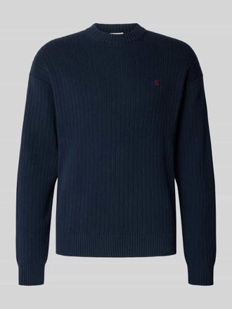 Calvin Klein Jeans Oversized Strickpullover mit gerippten Abschl&uuml;ssen in Marine, Gr&ouml;&szlig;e XL