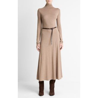 Vince Funnel Neck Long Sleeve Jersey Midi Dress in Heather Doe at Nordstrom Rack, Size X-Small