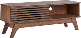 Beliani Beliani - Mueble De Tv Aparador Con Estante Almacenaje Frente Deslizante Moderno Madera Oscura Toledo
