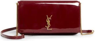 Saint Laurent Cassandre Patent Leather Phone Bag in Grenade at Nordstrom